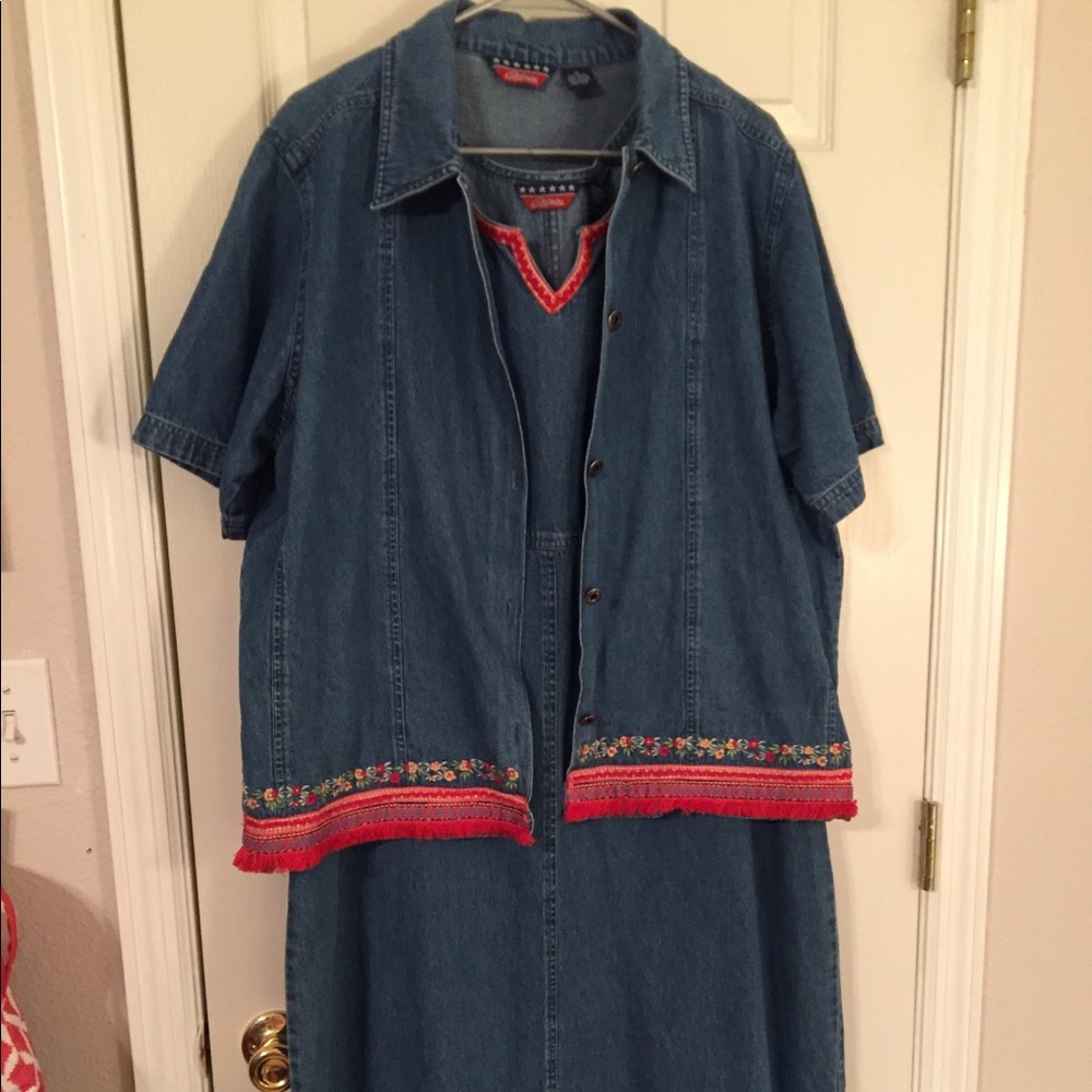 Size 1X Denim sleeveless dress & jacket